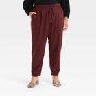 Women's Plus Size High-rise Woven Ankle Jogger Pants - A New Day Burgundy