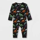 No Brand Baby Halloween Dino Skeleton Print Matching Family Union Suit - Black
