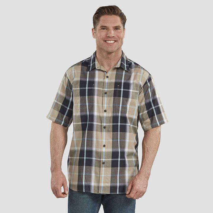 Dickies Men's Relaxed Fit Short Sleeve Plaid Button-down Shirt - Khaki