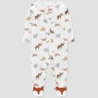 Carter's Just One You Baby Boys' Woodland Creatures Interlock Footed Pajama - Just One You Made By Carter's White/brown Newborn