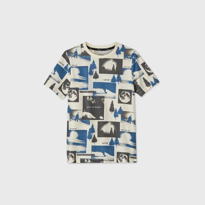 Boys' Short Sleeve Mountains Graphic T-shirt - Art Class Cream