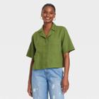 Women's Short Sleeve Button-down Shirt - Universal Thread Green