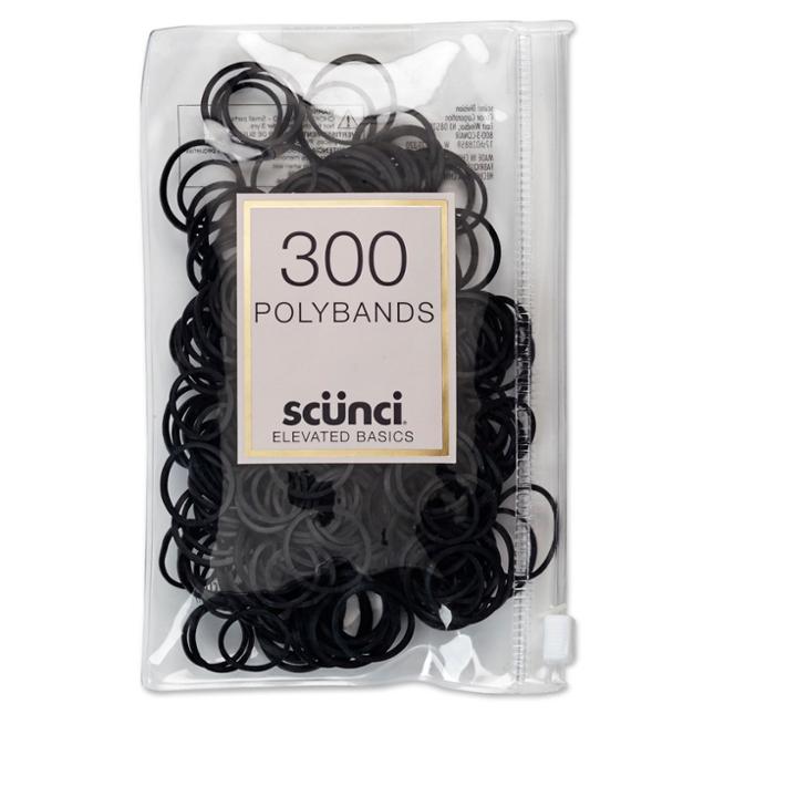 Scunci Mixed Size Polybands In Zippered Pouch Black