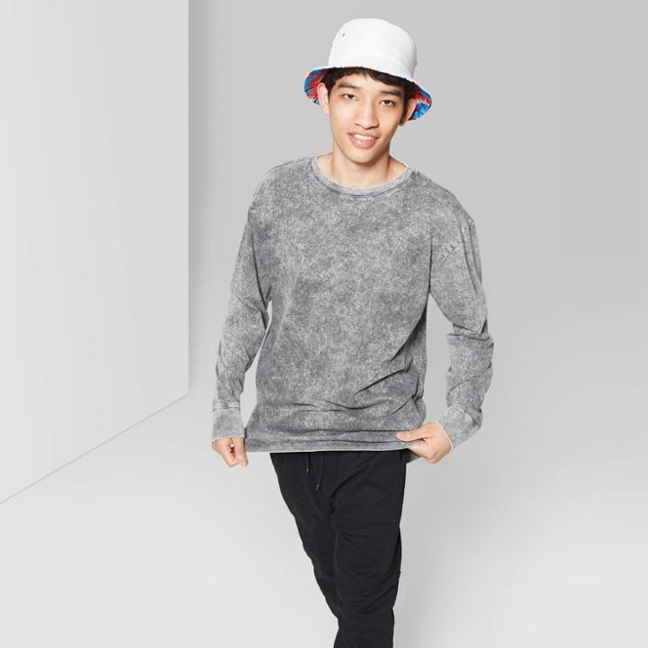 Target Men's Regular Fit Long Sleeve Boxy T-shirt - Original Use Black