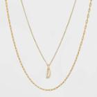 14k Gold Plated Crystal Initial 'd' Pendant Chain Necklace - A New Day Gold