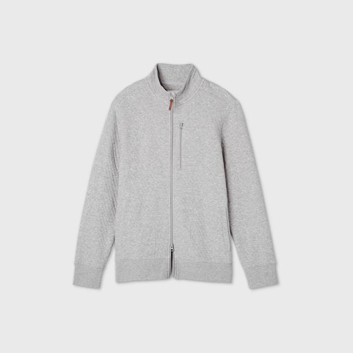 Men's Standard Fit Full Zip Fleece Sweatshirt - Goodfellow & Co Gray