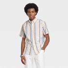 Men's Striped Standard Fit Short Sleeve Button-down Shirt - Goodfellow & Co White/multi