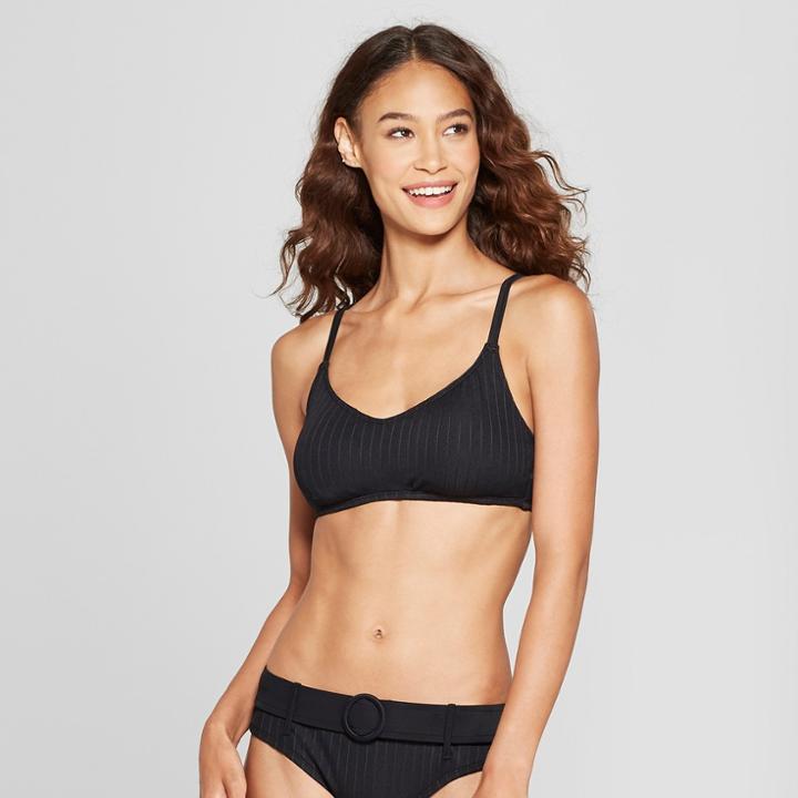 Women's Ribbed Brallete Bikini Top - Mossimo Black