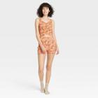 Women's Floral Print Tiny Tank And Shorts Pajama Set - Colsie Orange