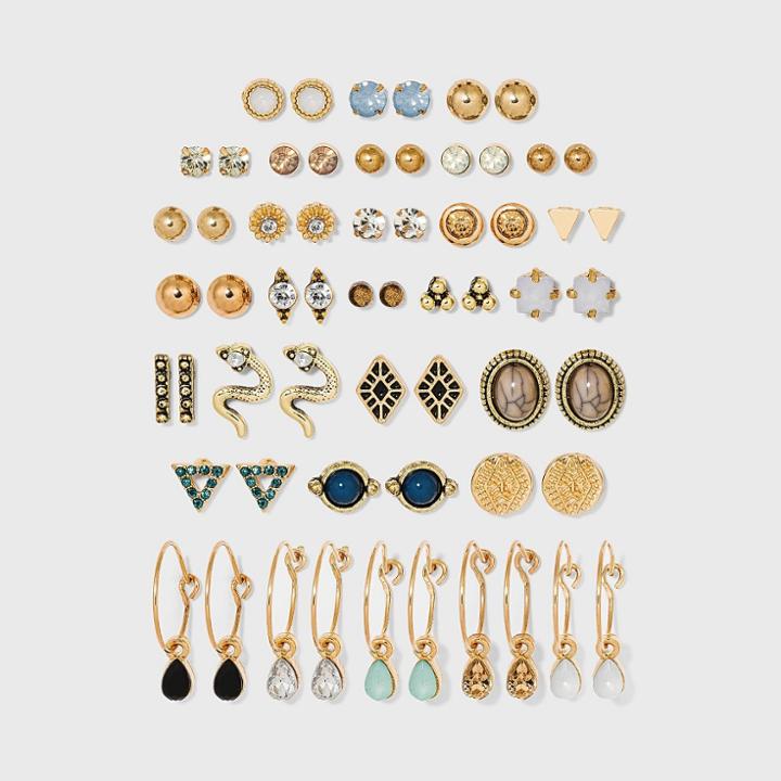 Snake And Evil Eye Multi Earring Set 30pc - Wild Fable , Gold/nickel/grey