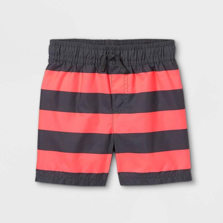 Toddler Boys' Striped Swim Trunks - Cat & Jack Pink