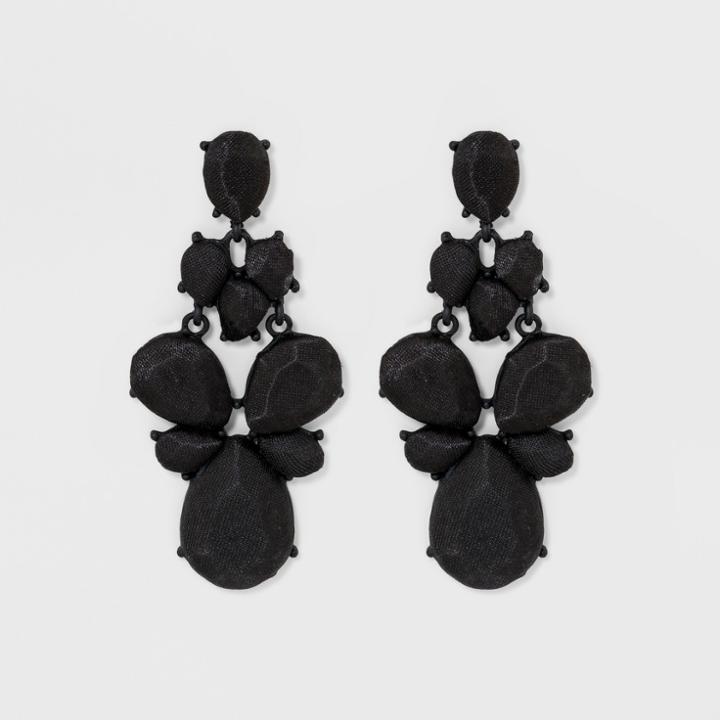 Satin Finish Teardrop Stones Drop Earrings - A New Day Black