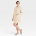 Women's Plus Size Long Sleeve Hoodie Dress - Who What Wear Cream