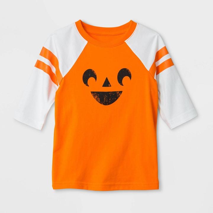 Toddler Pumpkin Raglan Sleeve Graphic T-shirt - Cat & Jack Orange 12m, Kids Unisex