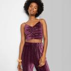 Women's Slim Fit Cinched Front Velvet Tiny Tank Top - Wild Fable Purple