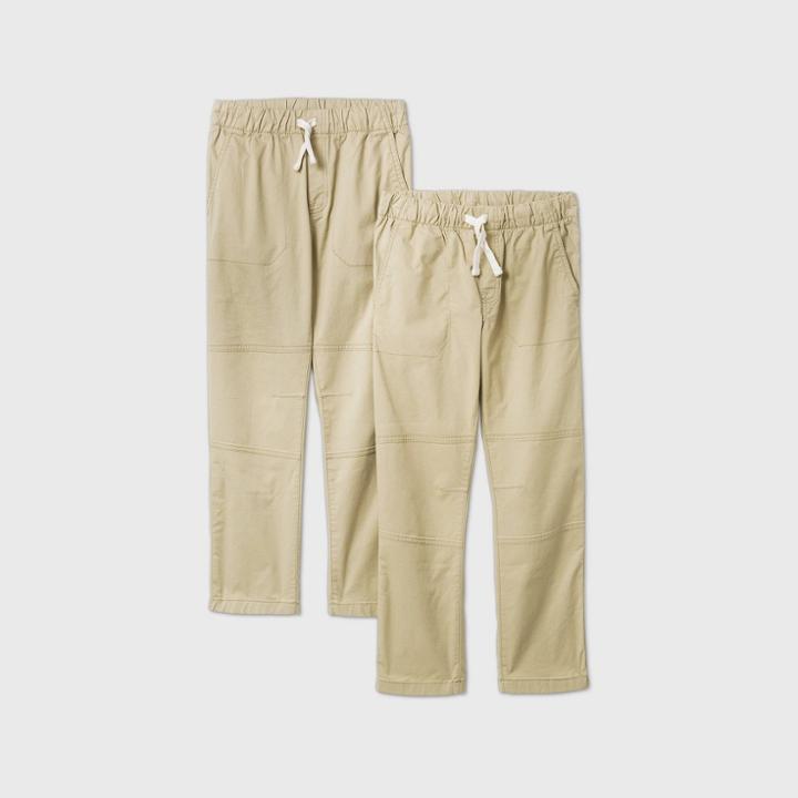 Boys' 2pk Stretch Straight Fit Pull-on Woven Pants - Cat & Jack Khaki