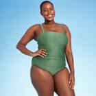 Kona Sol Women's Plus Size Basket Weave Classic One Piece Swimsuit - Kona