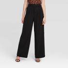 Women's Belted Wide Leg Pants - A New Day Black