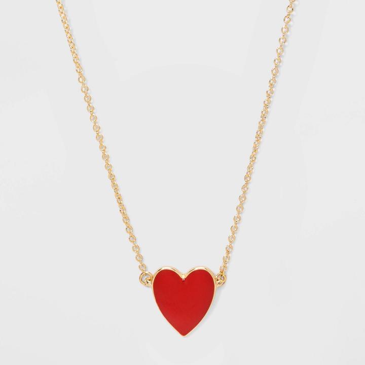 Sugarfix By Baublebar Delicate Heart Pendant Necklace - Red, Women's