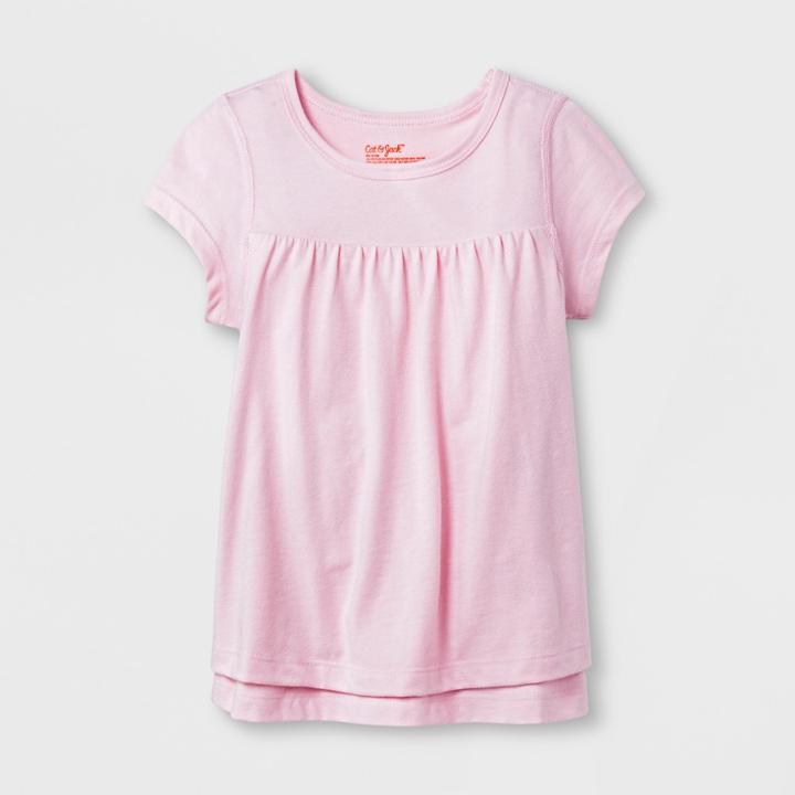 Toddler Girls' Adaptive Short Sleeve Knit Top - Cat & Jack Pink