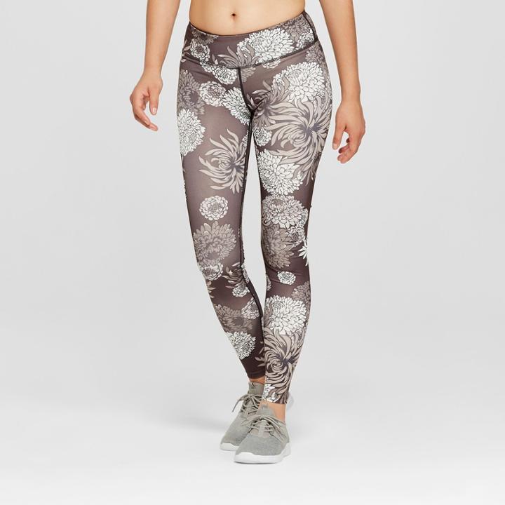 Women's Floral Performance Printed Leggings - Joylab Grey Chrysanthemum Print