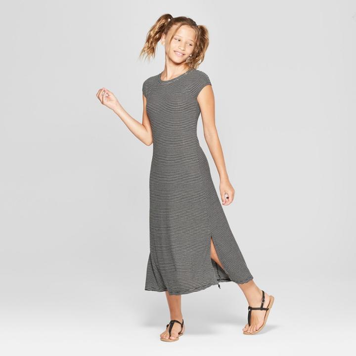 Girls' Knit Maxi Dress - Art Class Black/white