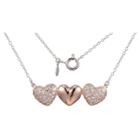 Target 14k Rose Gold Plated Sterling Silver Lab Created White Sapphire 3 Heart Necklace With 18 Chain, Girl's