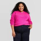 Women's Plus Size Crewneck Pullover Sweater - A New Day Pink