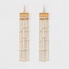 Metal Bar And Chains With Simulated Pearls Drop Earrings - A New Day Gold/white