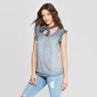 Women's Flutter Short Sleeve Scoop Neck T-shirt - Universal Thread Blue