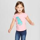 Toddler Girls' Dinosaur Short Sleeve T-shirt - Cat & Jack Pink Carnation