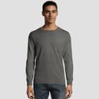 Hanes Men's Long Sleeve 1901 Garment Dyed Pocket T-shirt - Railroad Gray Heather