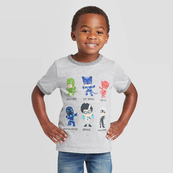 Petitetoddler Boys' Pj Masks Short Sleeve T-shirt - Gray