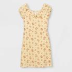 Girls' Woven Bunny Tie Short Sleeve Dress - Art Class Yellow