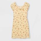 Girls' Woven Bunny Tie Short Sleeve Dress - Art Class Yellow