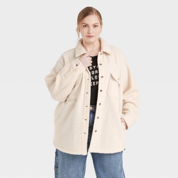Women's Plus Size Long Sleeve Jacket - Universal Thread Cream