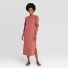Women's Puff Long Sleeve T-shirt Dress - Universal Thread Brown