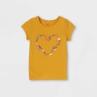 Toddler Girls' Adaptive Floral Heart Short Sleeve Graphic T-shirt - Cat & Jack Mustard Yellow