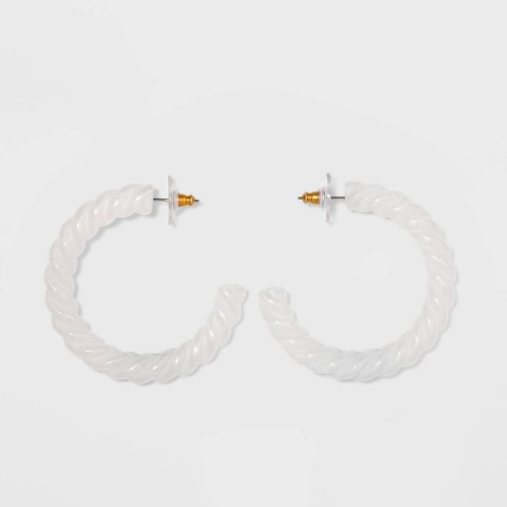 Sugarfix By Baublebar Retro Clear Acrylic Hoop Earrings - White, Women's