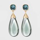 Stone Stud And Elongated Teardrop Beaded Earrings - A New Day Gray, Women's,