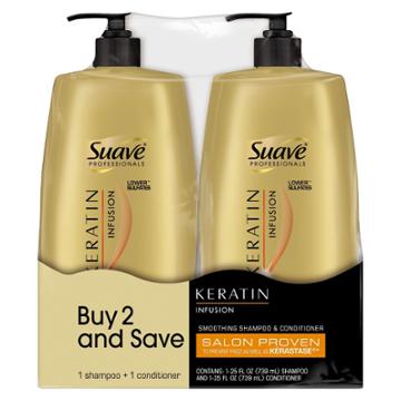 Suave Professionals Keratin Infusion Shampoo And Conditioner - 28oz, Twin Pack