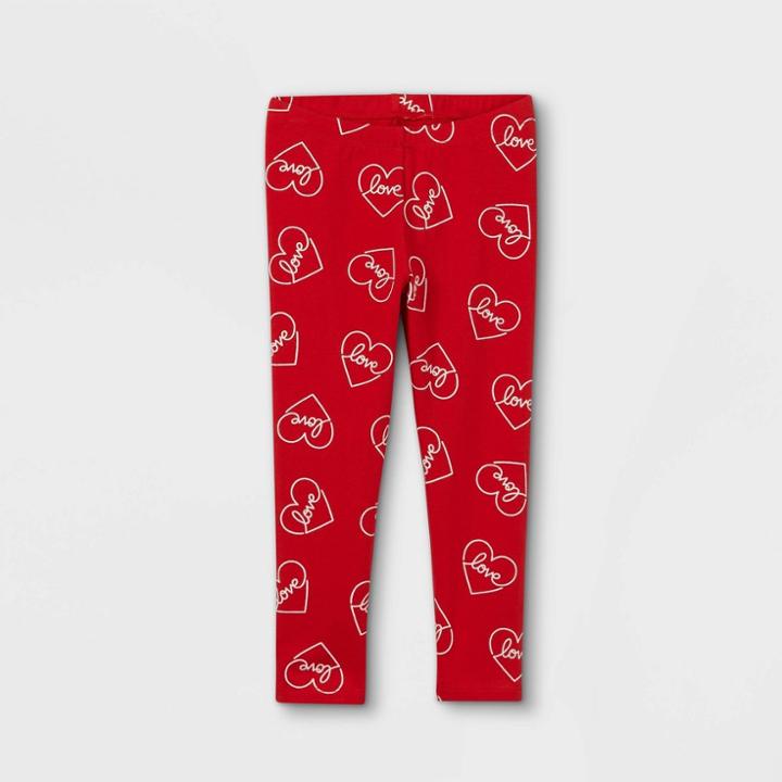 Toddler Girls' Love Heart Leggings - Cat & Jack Red