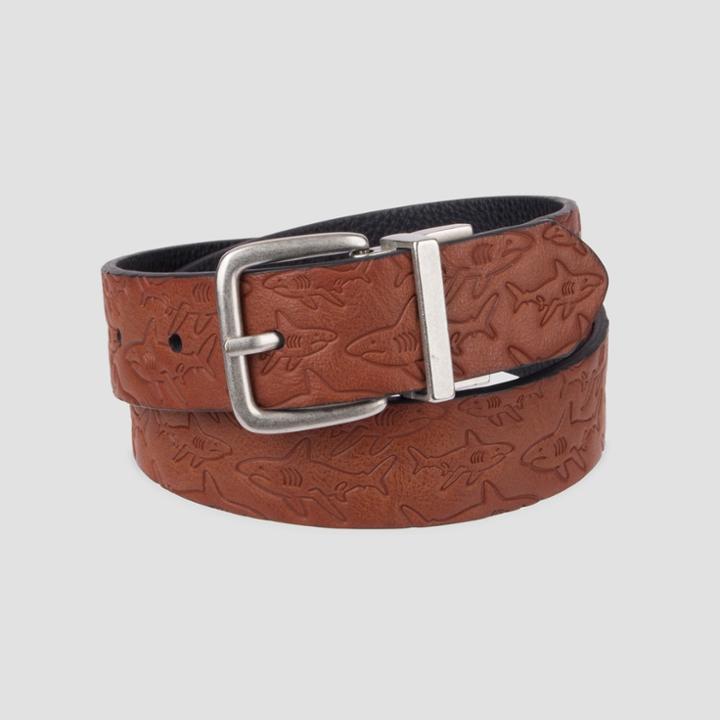 Boys' Embossed Reversible Belt - Cat & Jack Brown L,