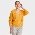 Women's Lightweight V-neck Pullover Sweater - A New Day Gold