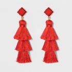 Sugarfix By Baublebar Crystal Studs Tassel Drop Earrings - Red, Women's