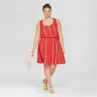 Women's Plus Size Striped Sundress- Xhilaration Red