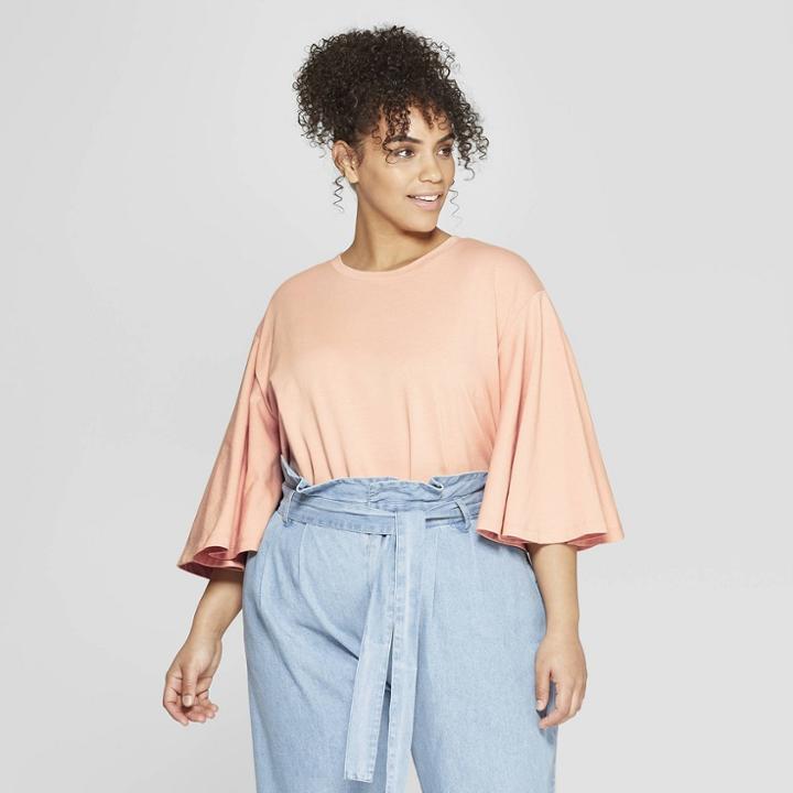 Women's Plus Size Bell Sleeve Crew Neck Top - Who What Wear Blush Pink