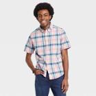 Men's Plaid Standard Fit Short Sleeve Button-down Shirt - Goodfellow & Co Lily White/plaid