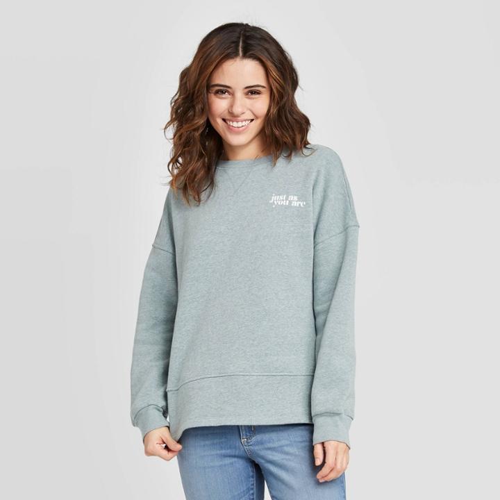 Women's Crewneck Fleece Tunic Sweatshirt - Universal Thread Teal Xs, Women's, Gray