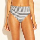 Women's Paradise High Waist Ribbed Bikini Bottom -shade & Shore Black & White